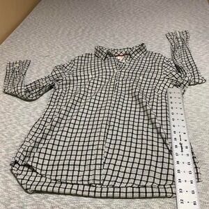 St. John's Bay black & white plaid cotton button-up shirt women L . SKU-B840